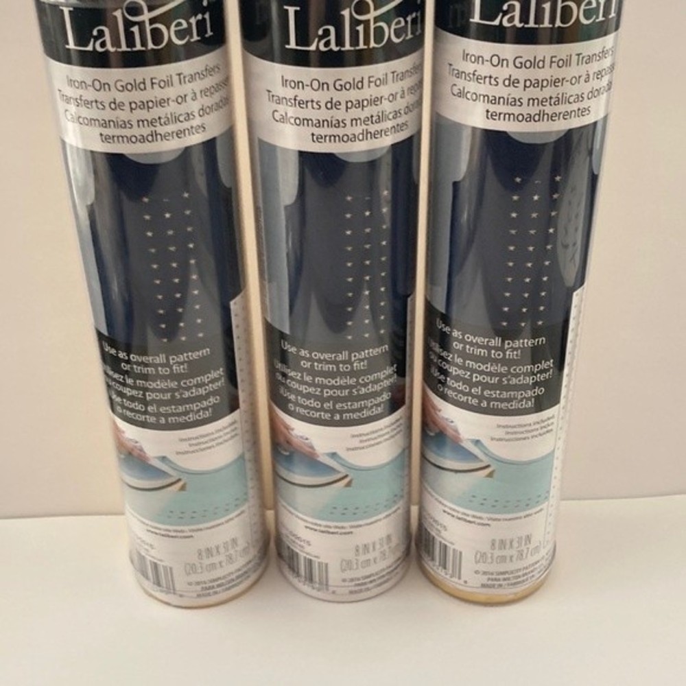 Iron On Gold Foil Transfers Gold Stars 12 Rolls 8 Inches by 31 Inches Laliberi